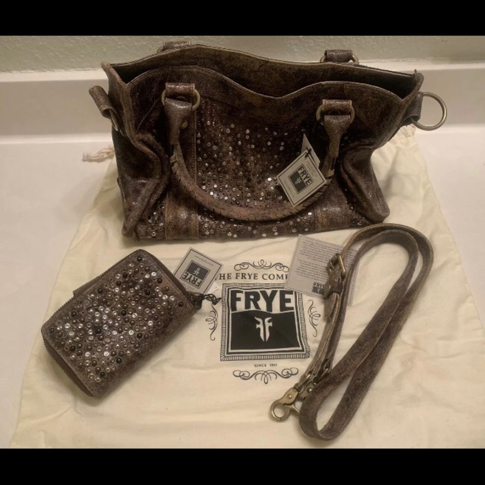 Frye Deborah Studded Handbag & Wallet New